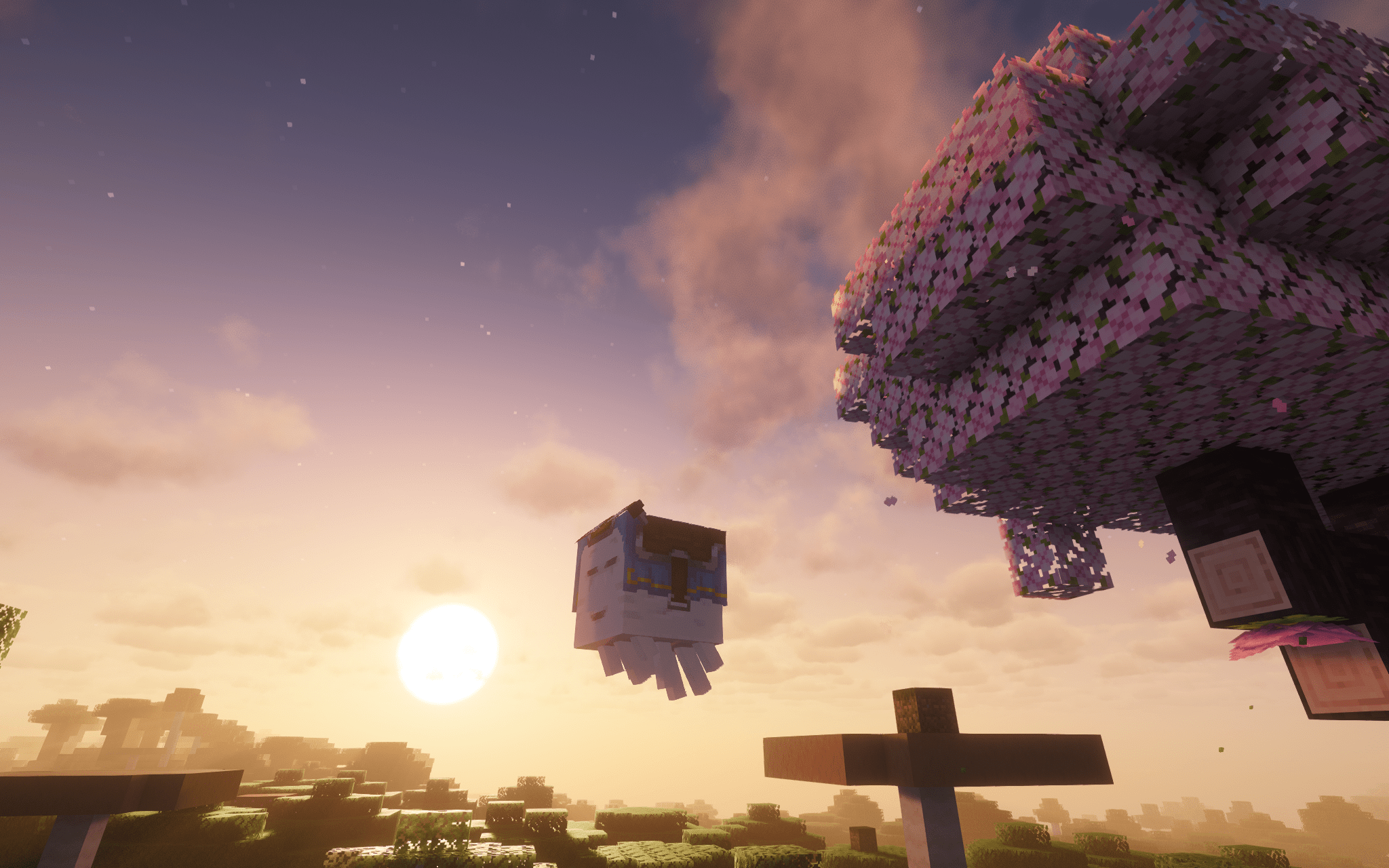 The view and a Happy Ghast